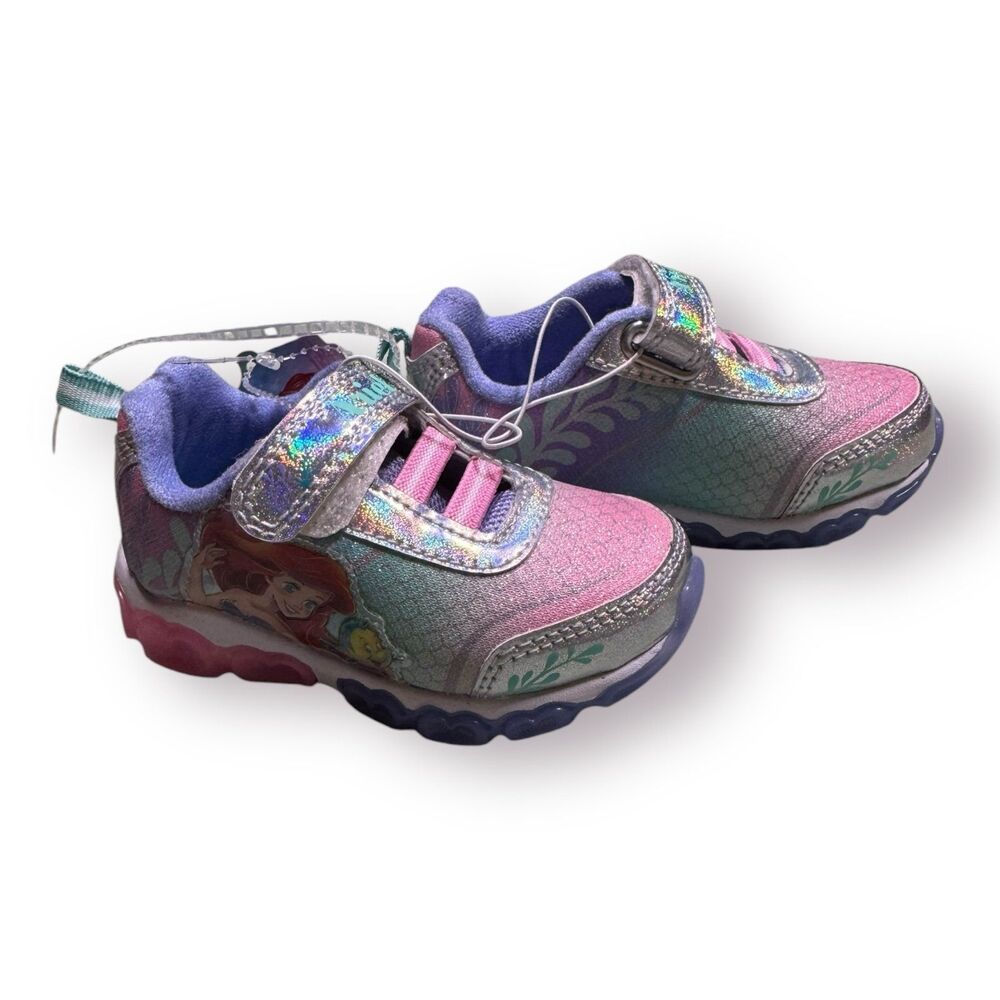 Disney Little Mermaid Laceless Light‎ Up Shoes Toddler Size 6